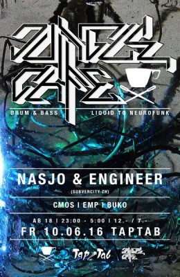 Flyer «Jungle Café» Drum'n'Bass – DJs Nasjo & Engineer (Subvercity/ZH), JC Crew aka Buko, Cmos, EMP (SH)